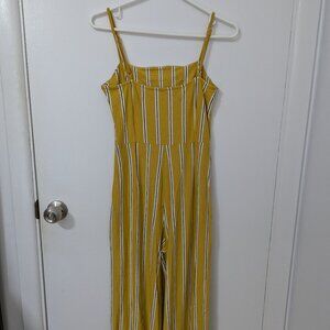 Bershka yellow stripped jump suit small